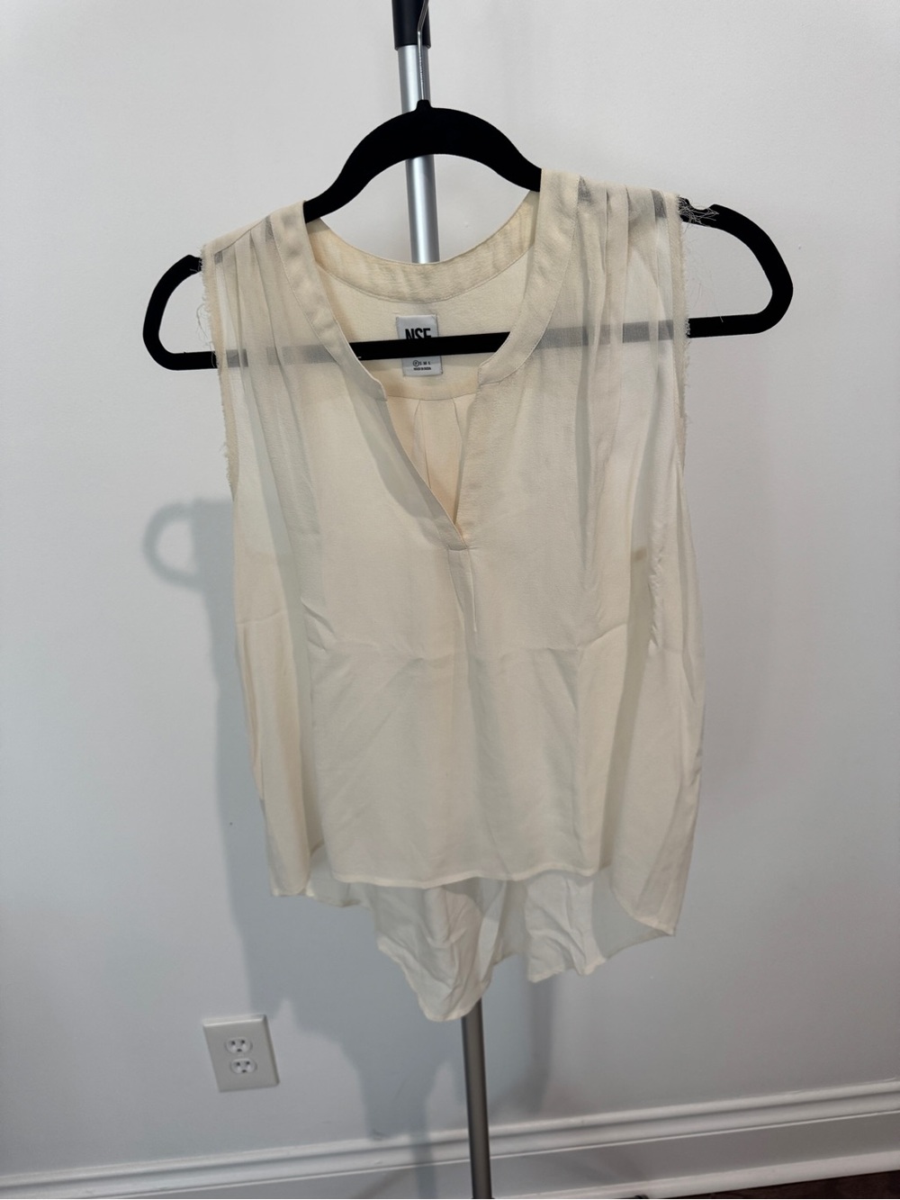 NSF Ivory Sleeveless Split-Neck Blouse